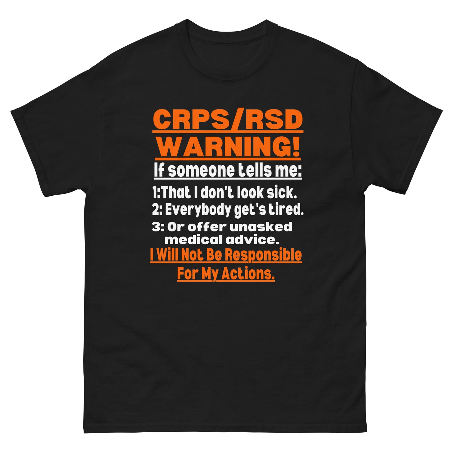 CRPS Complex regional pain syndrome Awareness, RSD Awareness, Crps warrior, RSD Support, crps quote, Rsd survivor, Crps/Rsd Gift Short-Sleeve Unisex T-Shirt